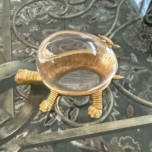 Gold Turtle Ceramic Bowl Decorative Art
